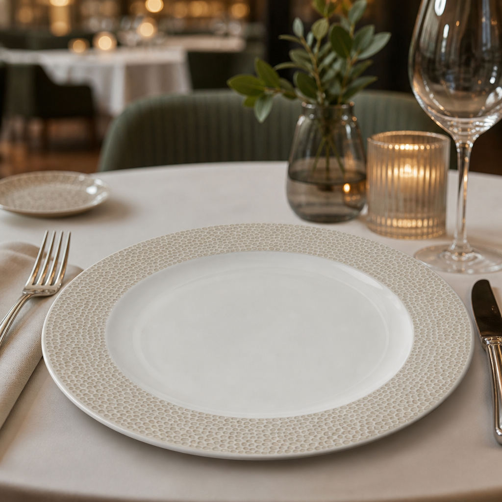 Footed Plates 276mm Sand Vitrified Ceramic for Dining Experiences (Pack of 12)