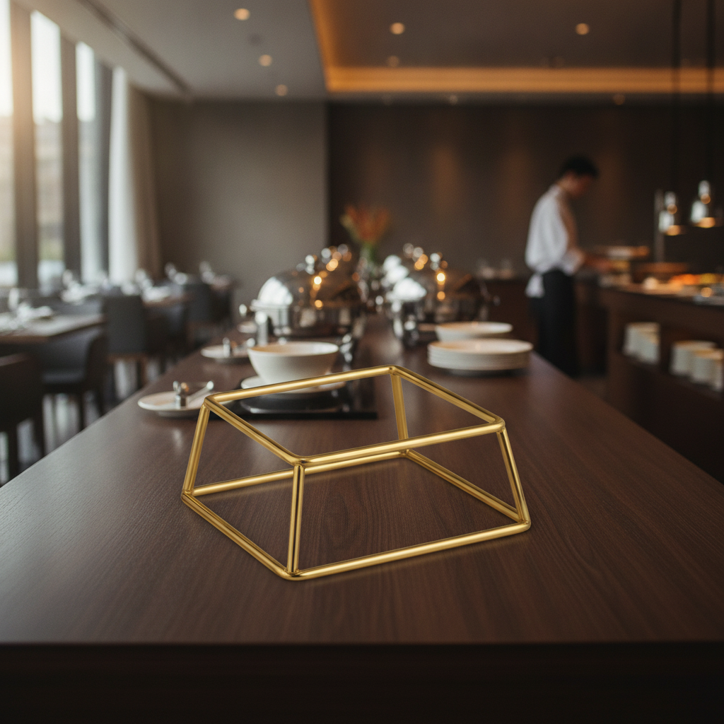 Steel Gold Buffet Stand 180x180mm for Catering Events