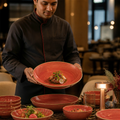 Coupe Bowls Red Vitrified Ceramic for Dining Tables (Pack of 6)