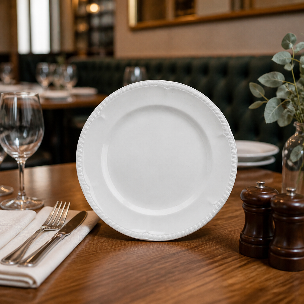 Plates 254mm White Porcelain for Catering Establishments (Pack of 24)