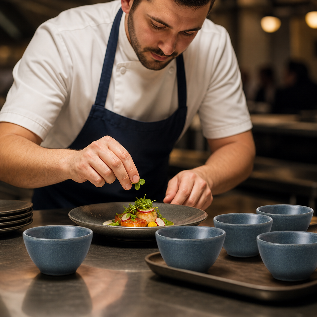 Oslo Dip Pots 60ml Blue Vitrified Porcelain for Dining (Pack of 12)