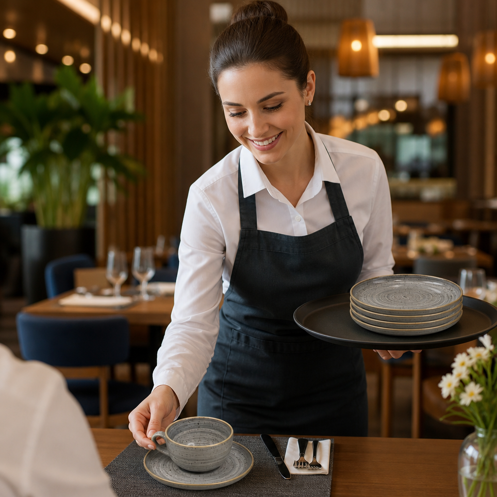 Saucers 150mm Grey Vitrified Ceramic for Hotel Breakfast Service (Pack of 12)