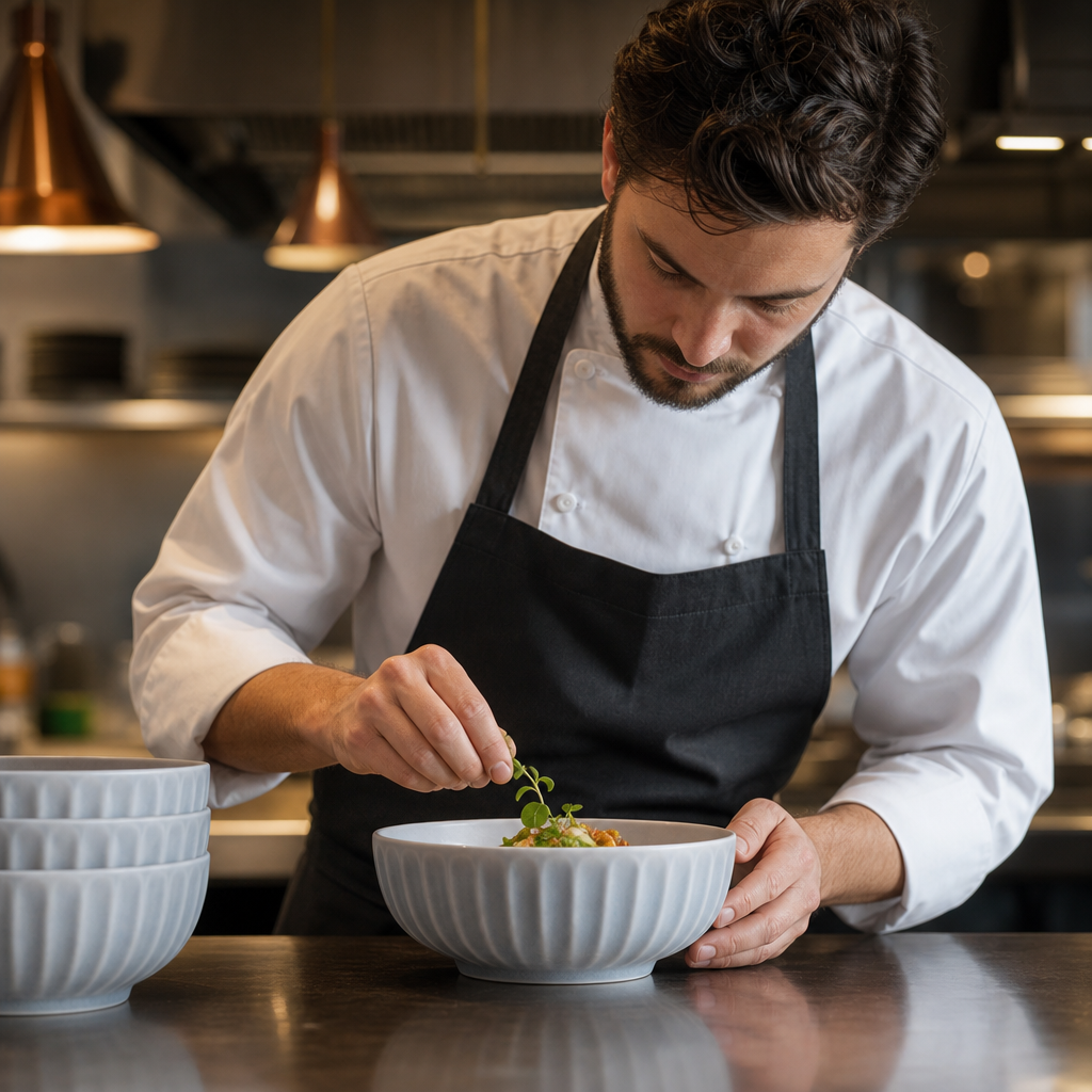 Deep Bowls Concrete Grey Porcelain for Creative Chefs (Pack of 6)