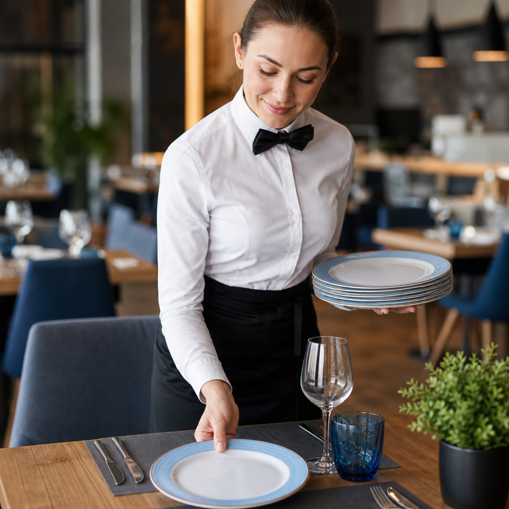 Service Plates 300mm Blue Porcelain for Cafés & Restaurants (Pack of 12)