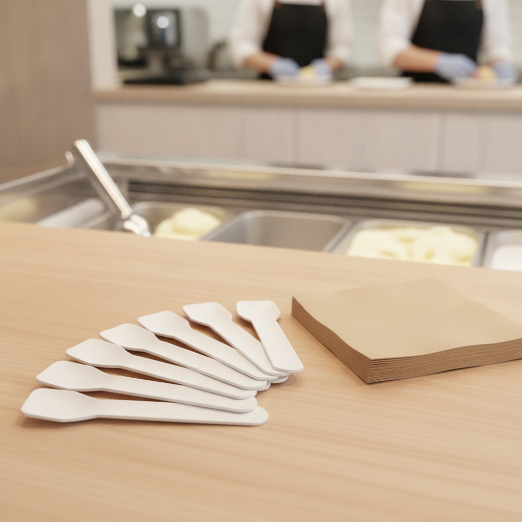 Paper Ice Cream Spoons 95mm for Eco-Friendly Serving (Pack of 100)