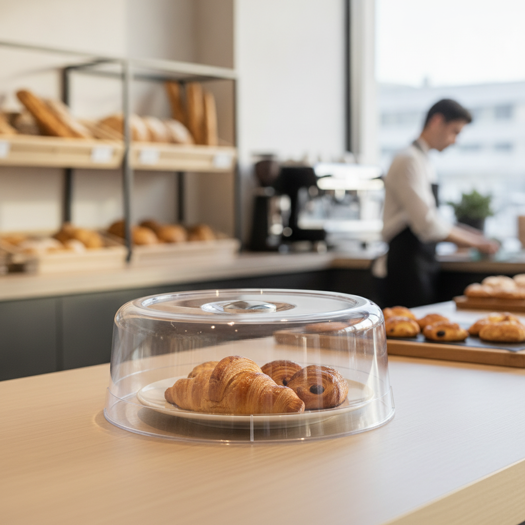 Clear Plastic Bakery Tray Cover 350mm for Pastries