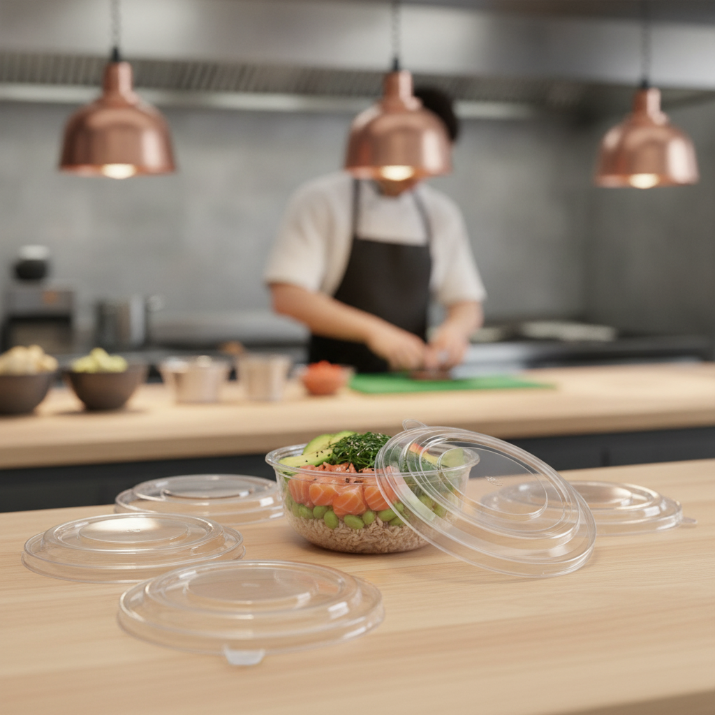 Polypropylene Poke Bowl Lid 1300ml for Takeaway Food (Pack of 300)