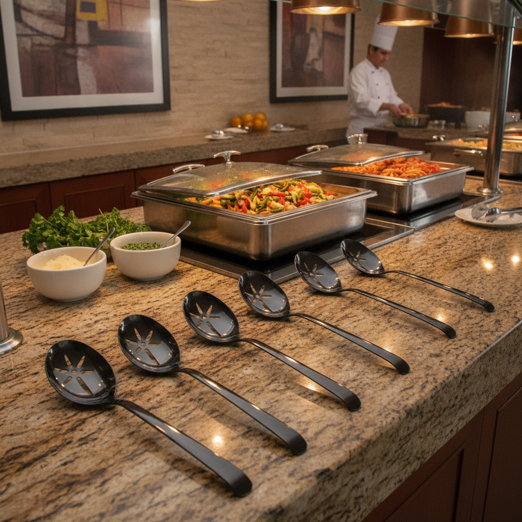 18/10 Stainless Steel Slotted Serving Spoon for Buffets (Pack of 6)