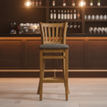 Rubber Wood Bar Chair with Padded Seat 1100mm for Commercial Use