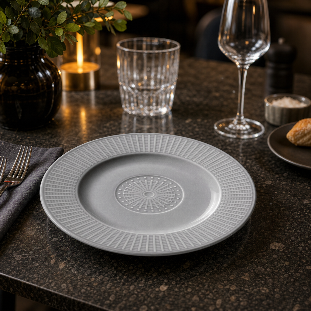 Gourmet Accent Plates 185mm Grey Porcelain for Fine Dining (Pack of 12)