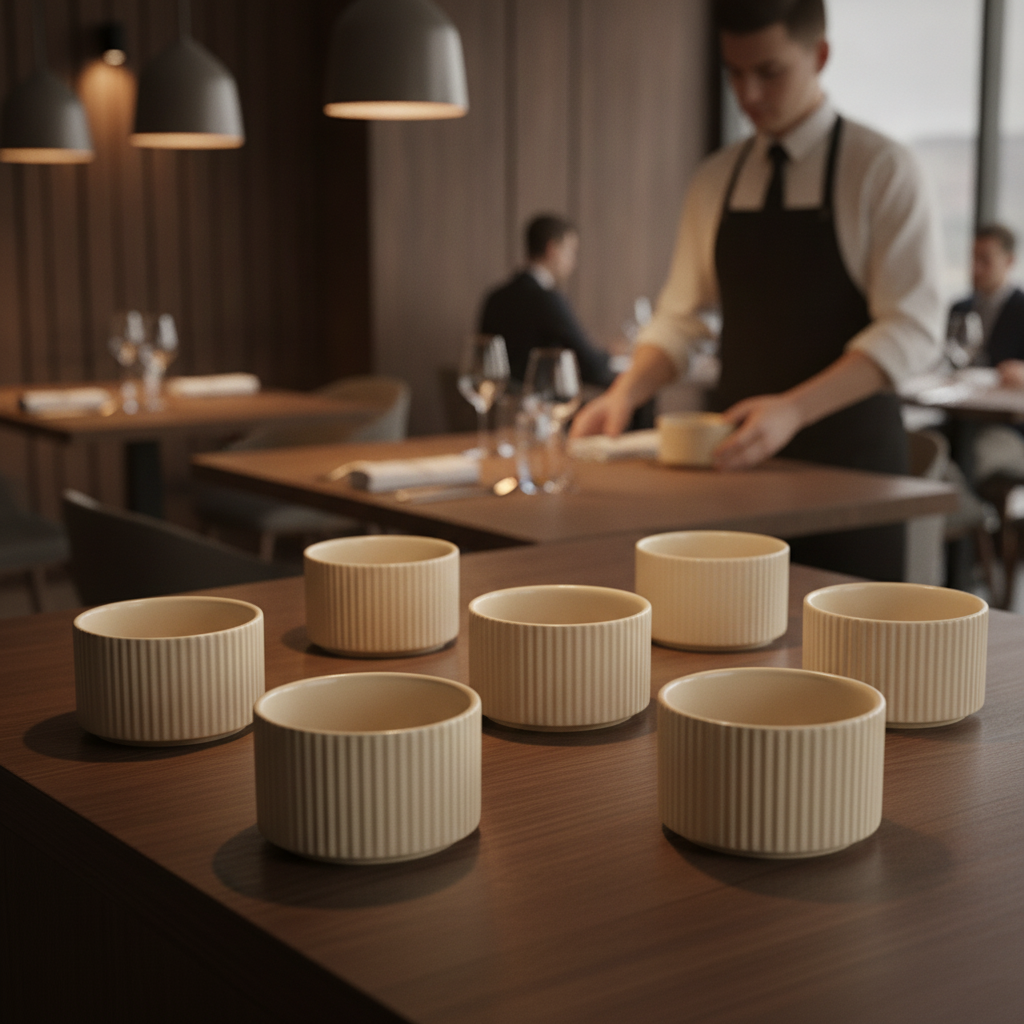 Porcelain Bowl 200ml in Matt Sand for Serving Desserts (Pack of 6)