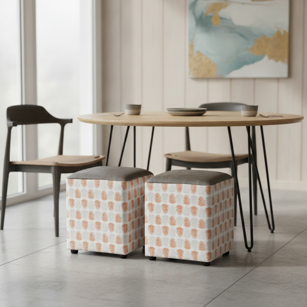 Pine Cube Stools 470x420mm for Contemporary Dining Spaces (Pack of 2)
