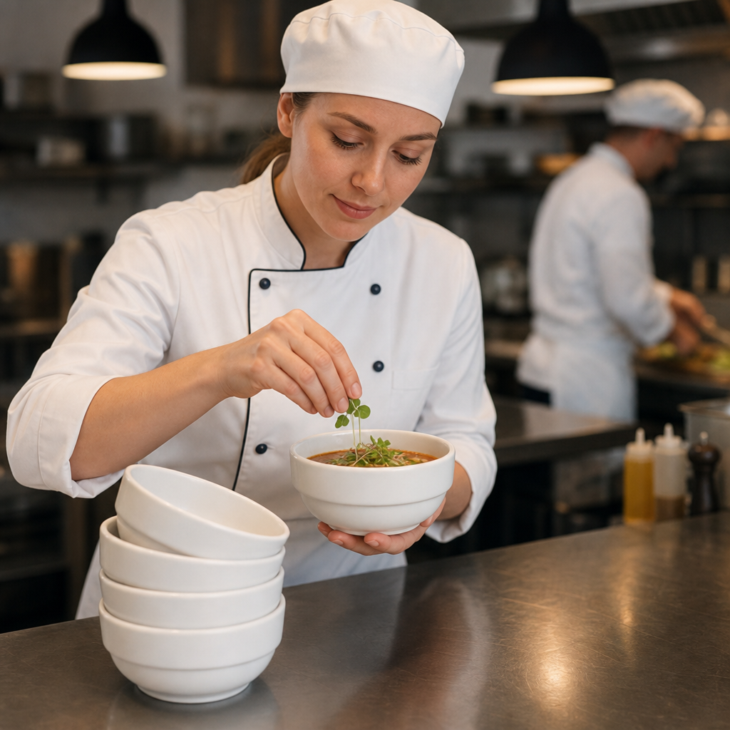 Stacking Bowls 0.38L Ceramic for Professional Use (Pack of 6)