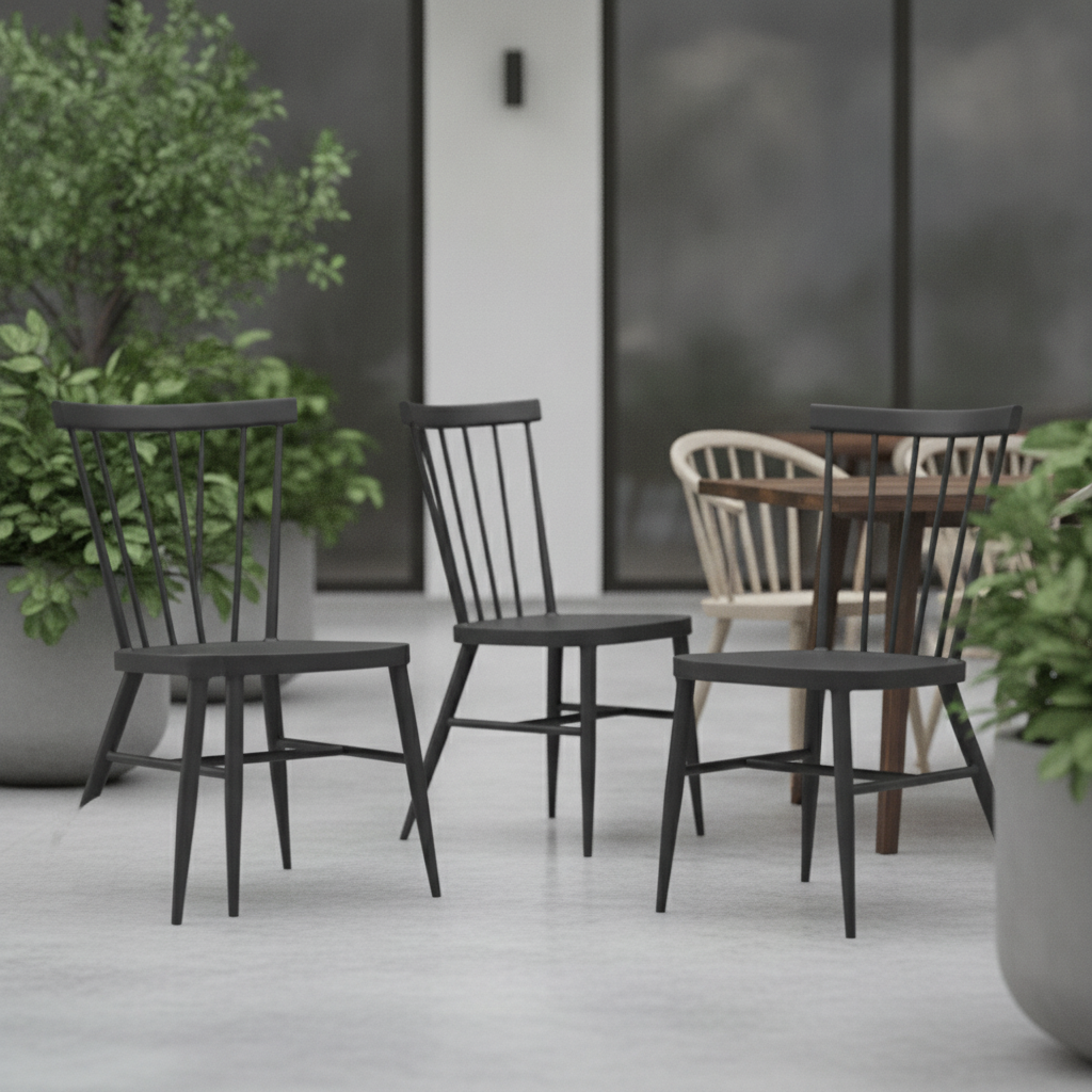Aluminium Windsor Chairs Black 880mm for Indoor & Outdoor Use (Pack of 4)