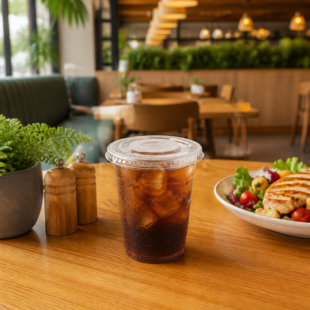 PLA Compostable Cold Cup Flat Lids 340ml for Eco-Friendly Serving (Pack of 1000)
