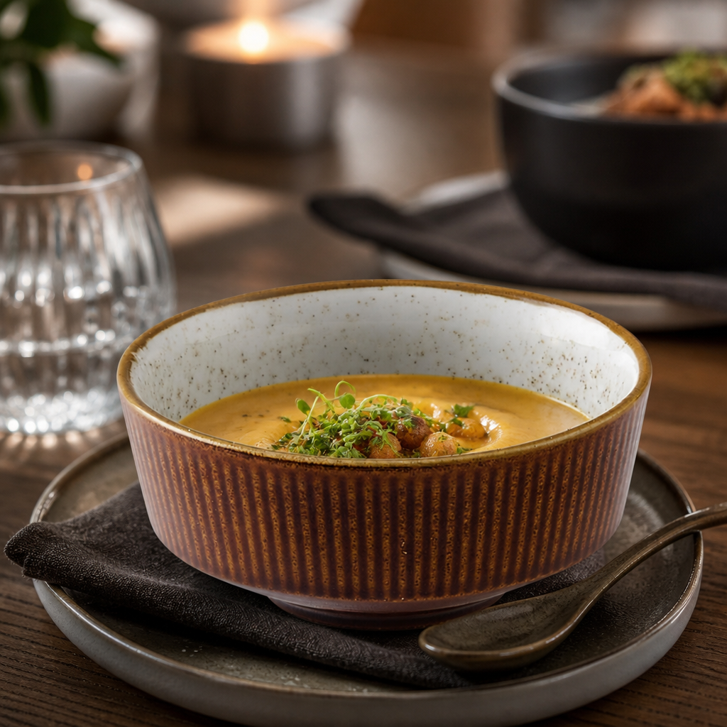 Kochi Soup Bowls 465ml in Cinnamon Brown & Barley White for Casual Dining