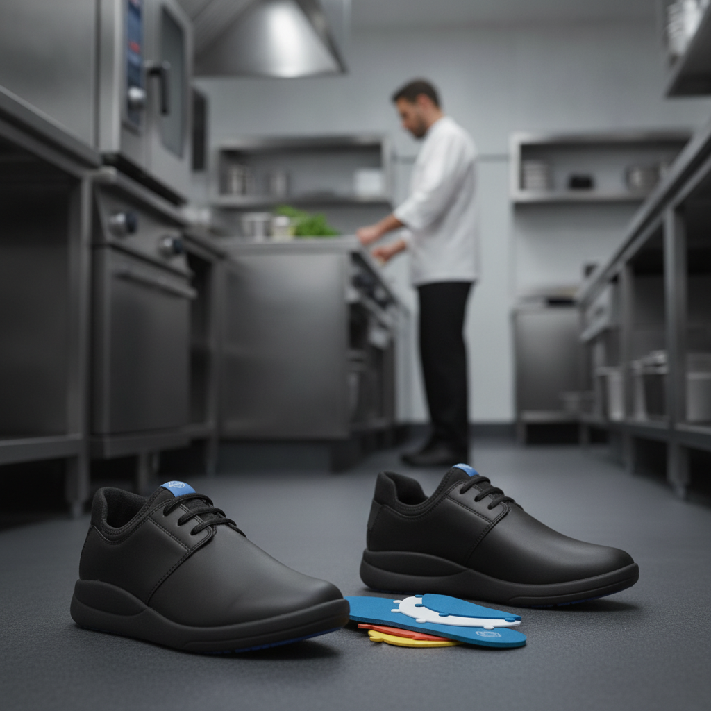 Microfibre Black Non-Slip Work Shoes for Comfort & Safety