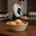 Polyethylene Polywicker Round Serving Basket 220mm for Food Presentation
