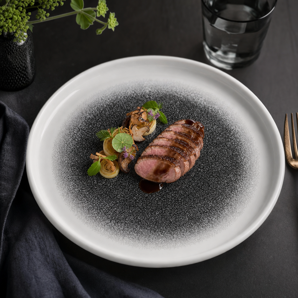 Walled Plates in Quartz Black for Elegant Dining