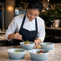 Porcelain Flat Round Bowls Ice Blue 143mm for Restaurants (Pack of 6)