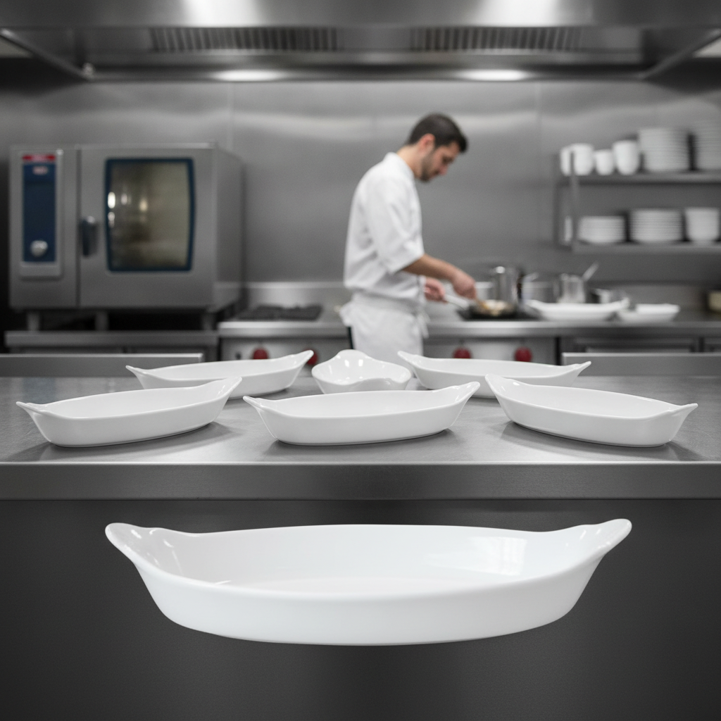 Porcelain Oval Eared Dish 360ml for Catering Kitchens (Pack of 24)