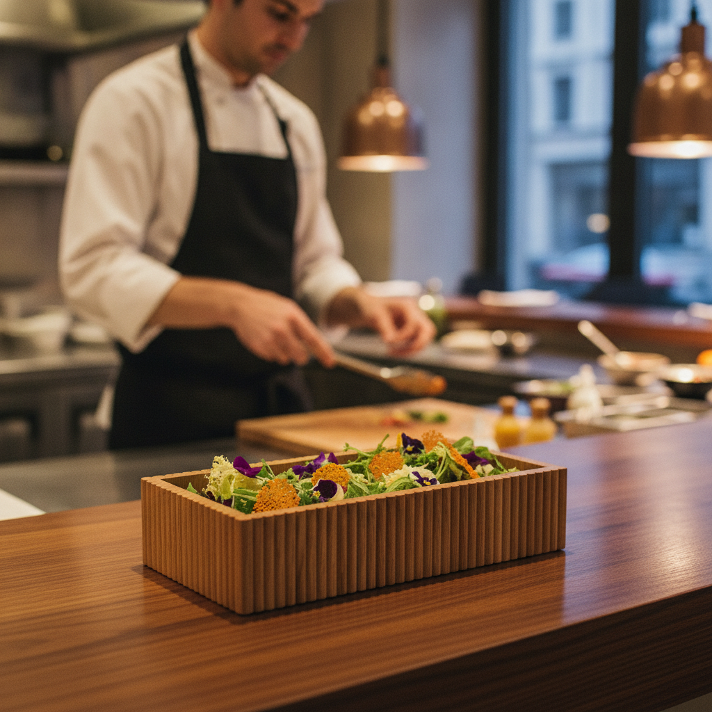 Wooden Rectangular Box 210mm for Food Presentation
