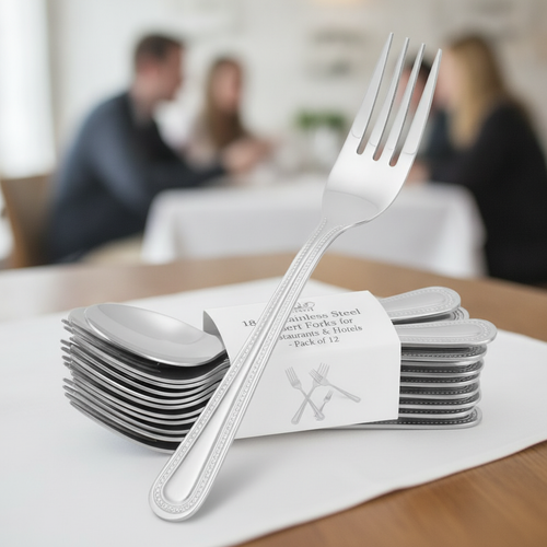 18/0 Stainless Steel Dessert Forks for Restaurants & Hotels (Pack of 12)