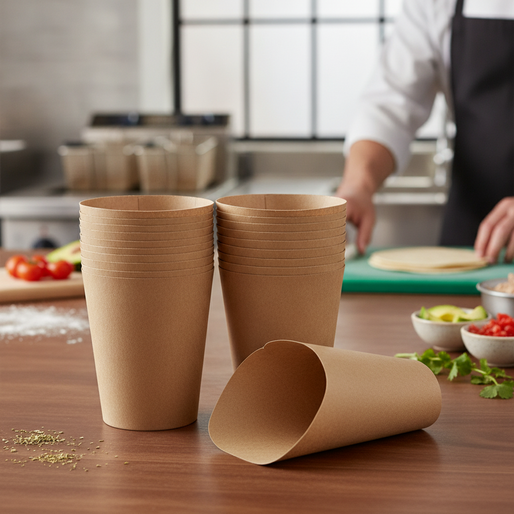 Paper Kraft Tortilla Wrap Scoops for Food Markets (Pack of 1000)