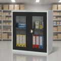 Powder Coated Steel Mesh-Fronted Stock Control Cupboard for Offices & Retail