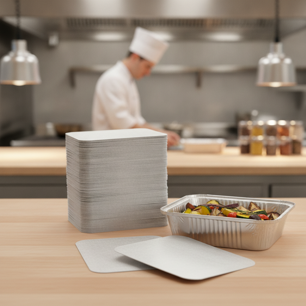 Waxed Cardboard Lids for Medium Foil Containers for Takeaways (Pack of 500)