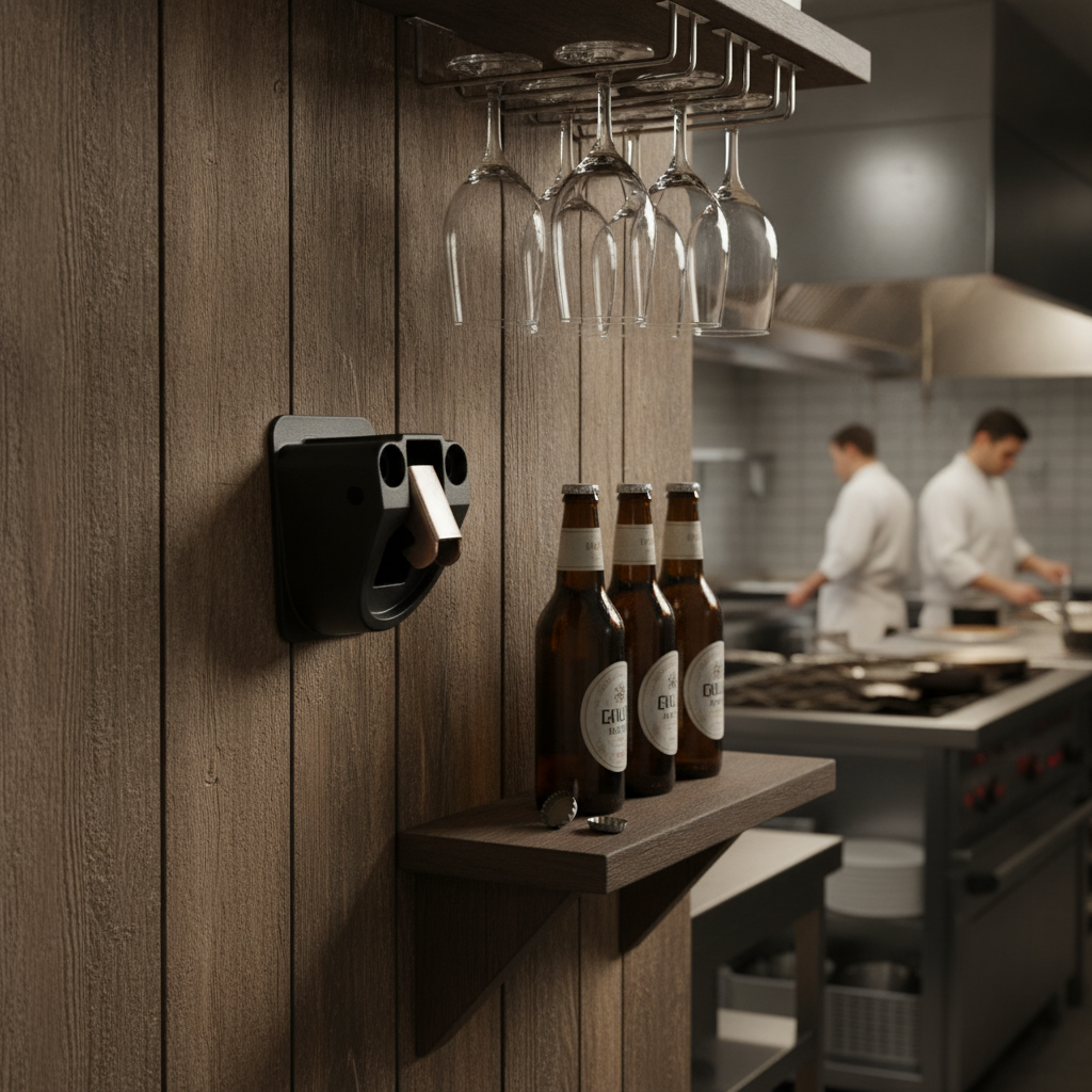 Wall-Mounted Beer Bottle Opener for Efficient Service