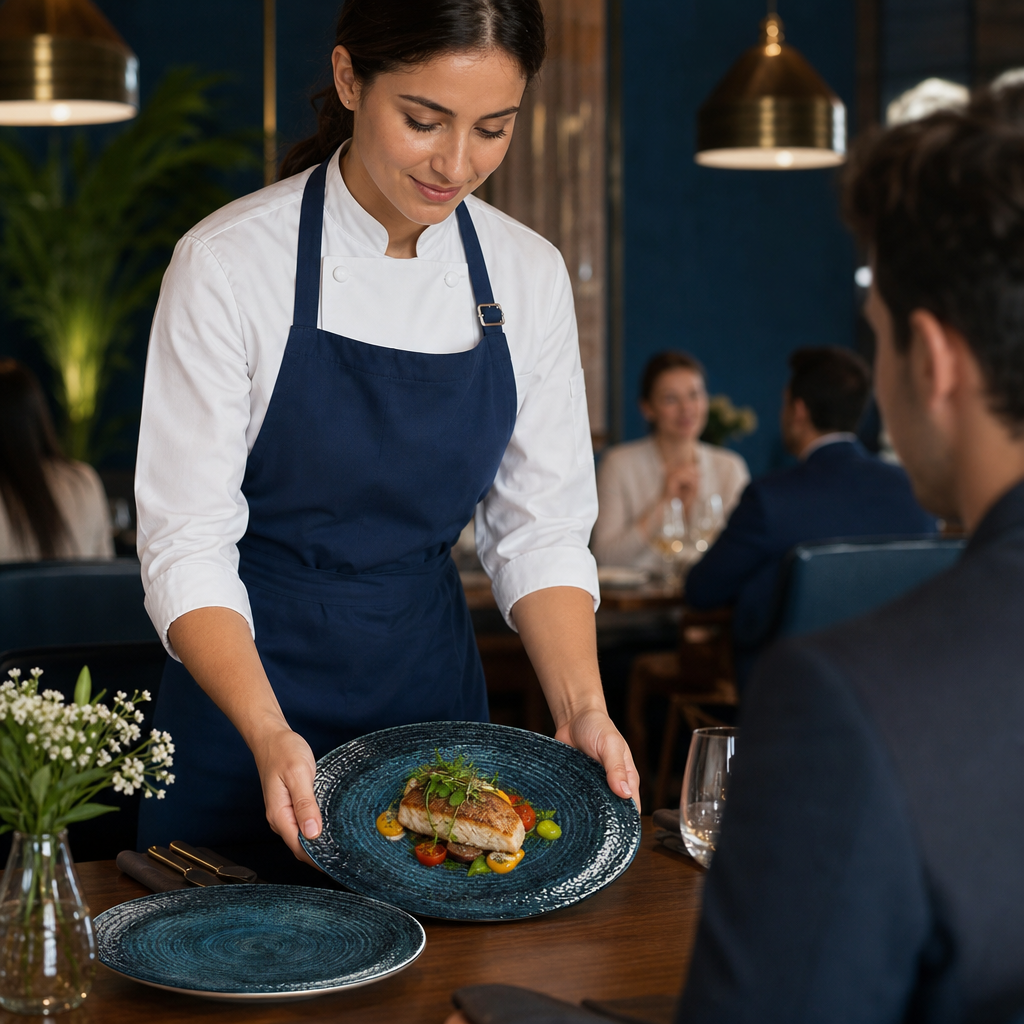 Coupe Plates 288mm Blue Vitrified Ceramic for Dining (Pack of 12)