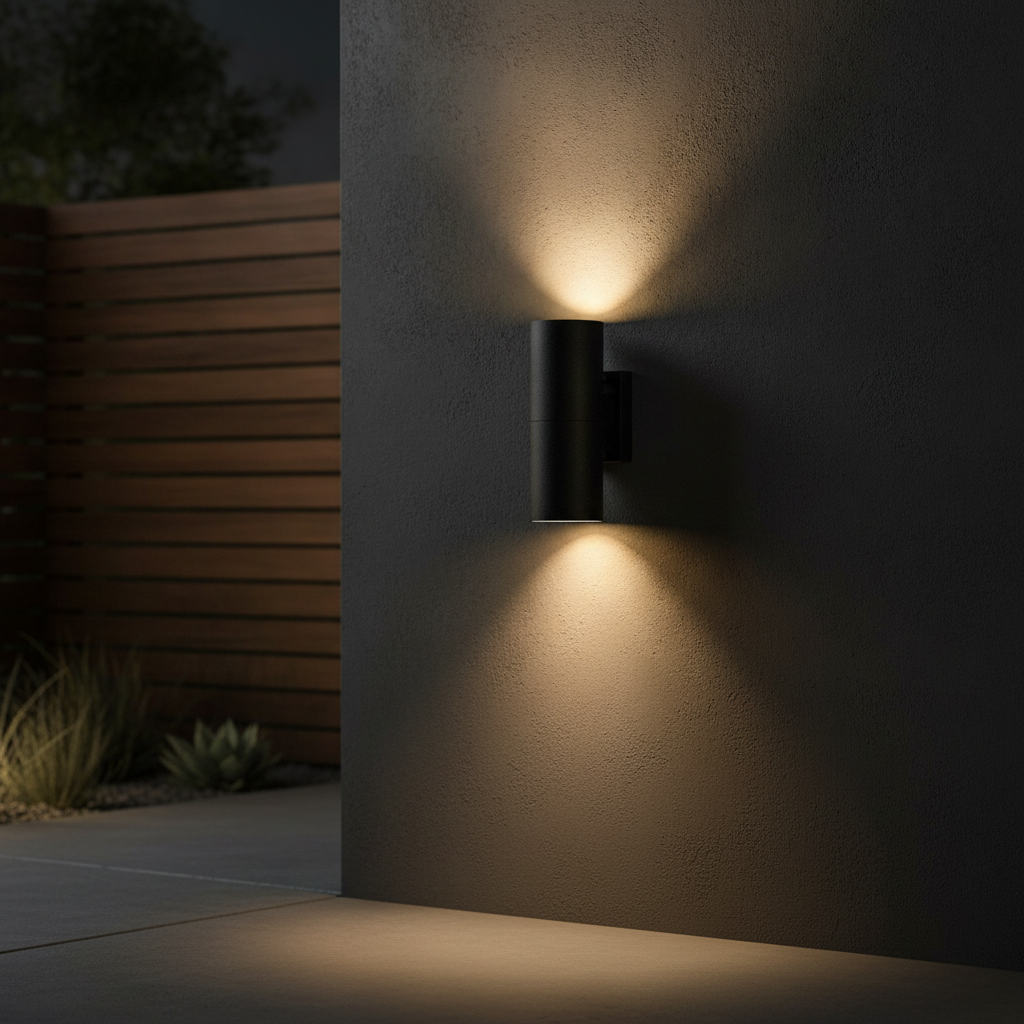 Metal Black Double Wall Light for Outdoor Spaces