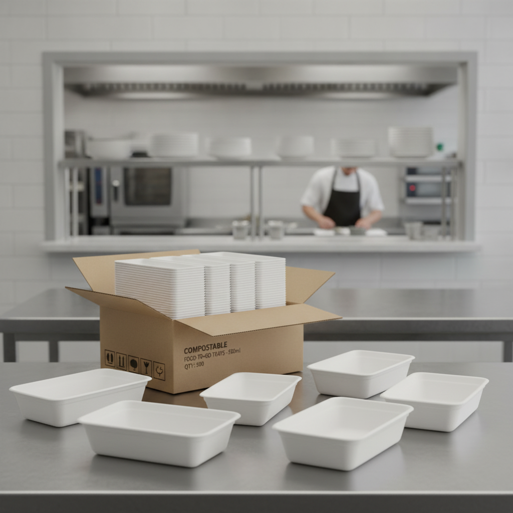 Moulded Fibre Takeaway Trays 500ml for Food-to-Go Service (Pack of 500)
