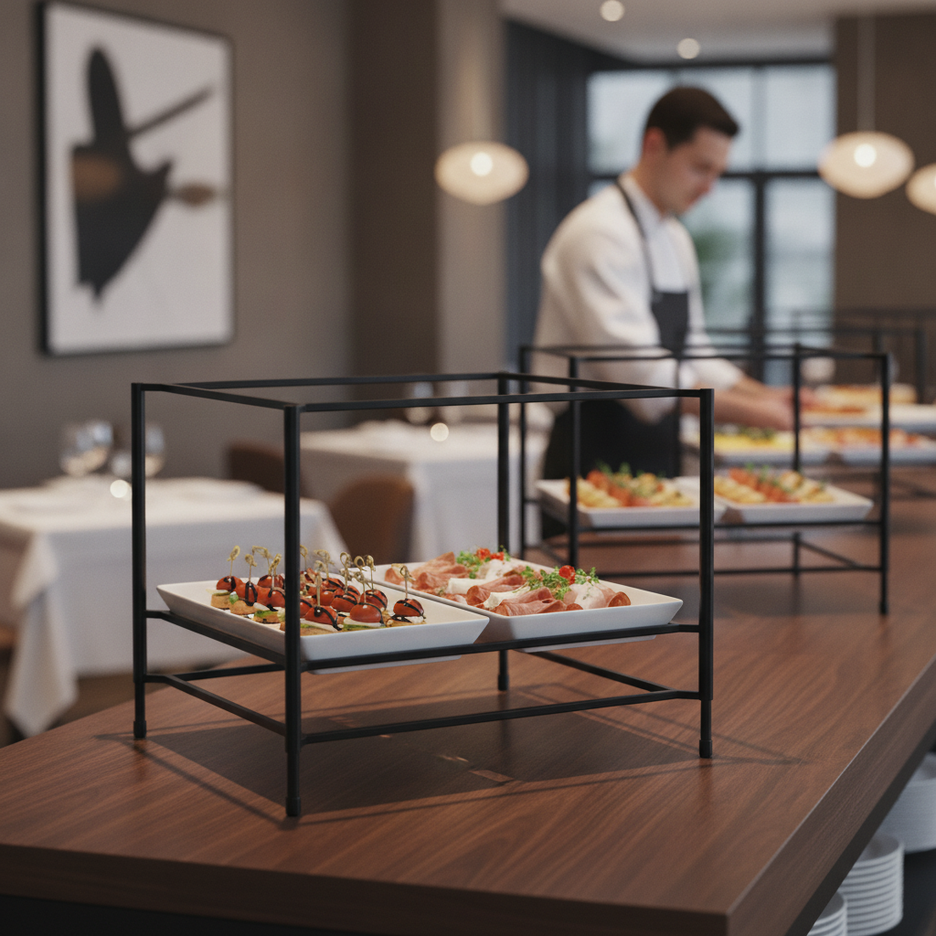 Steel Buffet Stand Black 285x310mm for Professional Catering