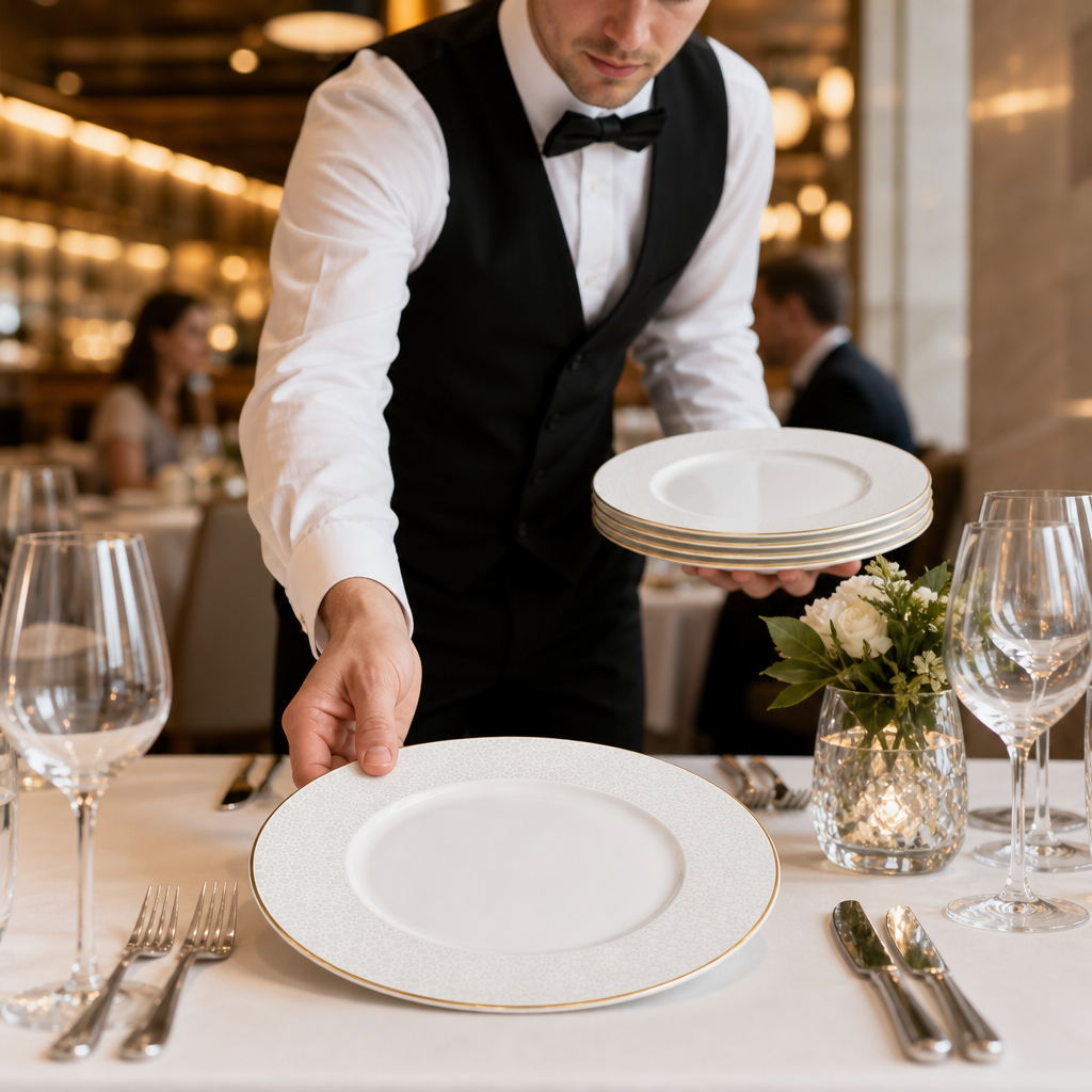 Plates Gold Bone China for Elegant Dining (Pack of 12)