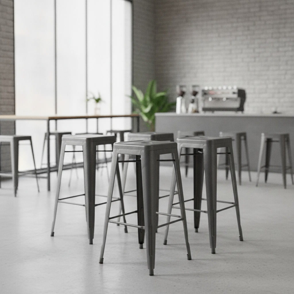 Galvanised Steel High Stools 770x425mm for Restaurants & Cafés (Pack of 4)
