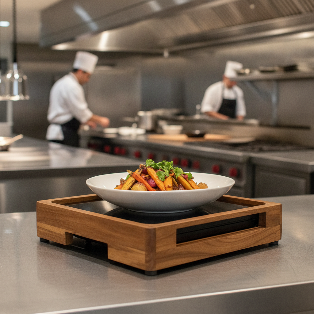 Reclaimed Teak Induction Unit Cover 370x420mm for Foodservice Presentation
