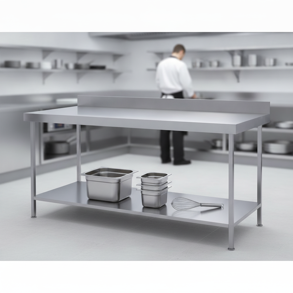 304 Stainless Steel Wall Table 600mm Deep for Food Preparation