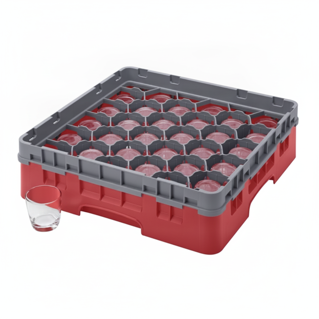 Polypropylene Red Camrack 30 Compartment System for Glassware Transport