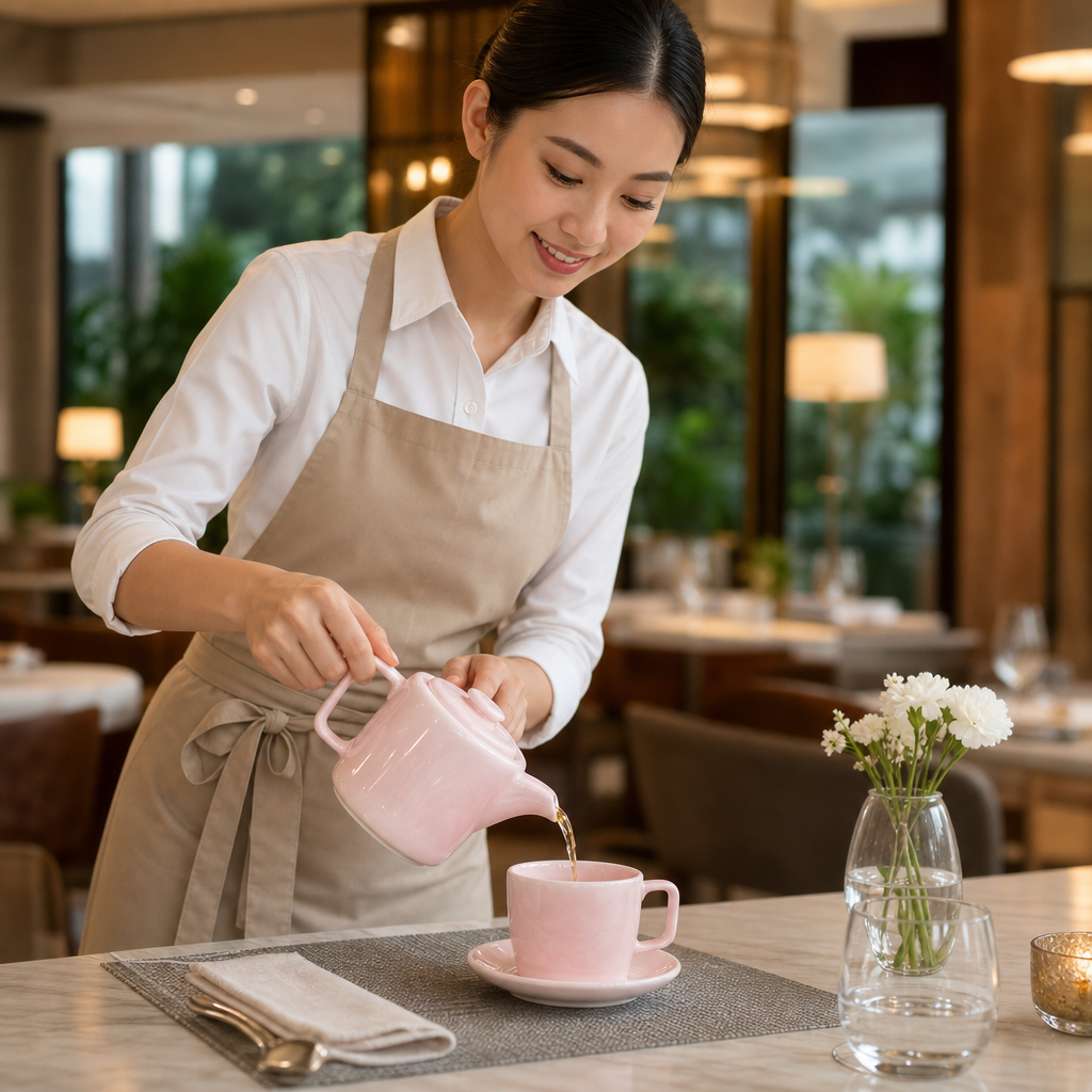 Porcelain Pink Tea Pots 450ml for Elegant Dining (Pack of 2)