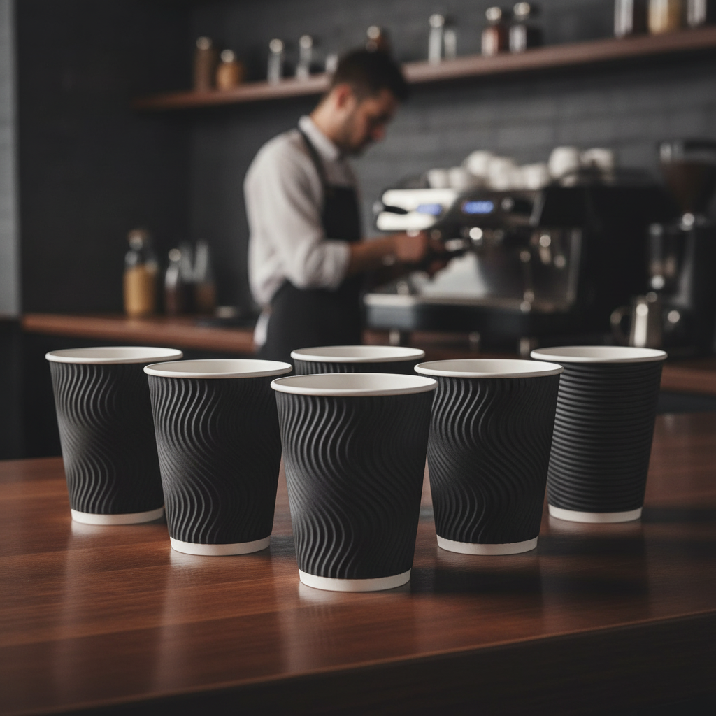 Cardboard Black Coffee Cups 340ml for Takeaway Drinks (Pack of 500)