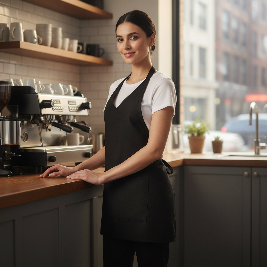 Polycotton Black Tuxedo Bib Apron for Front of House Staff