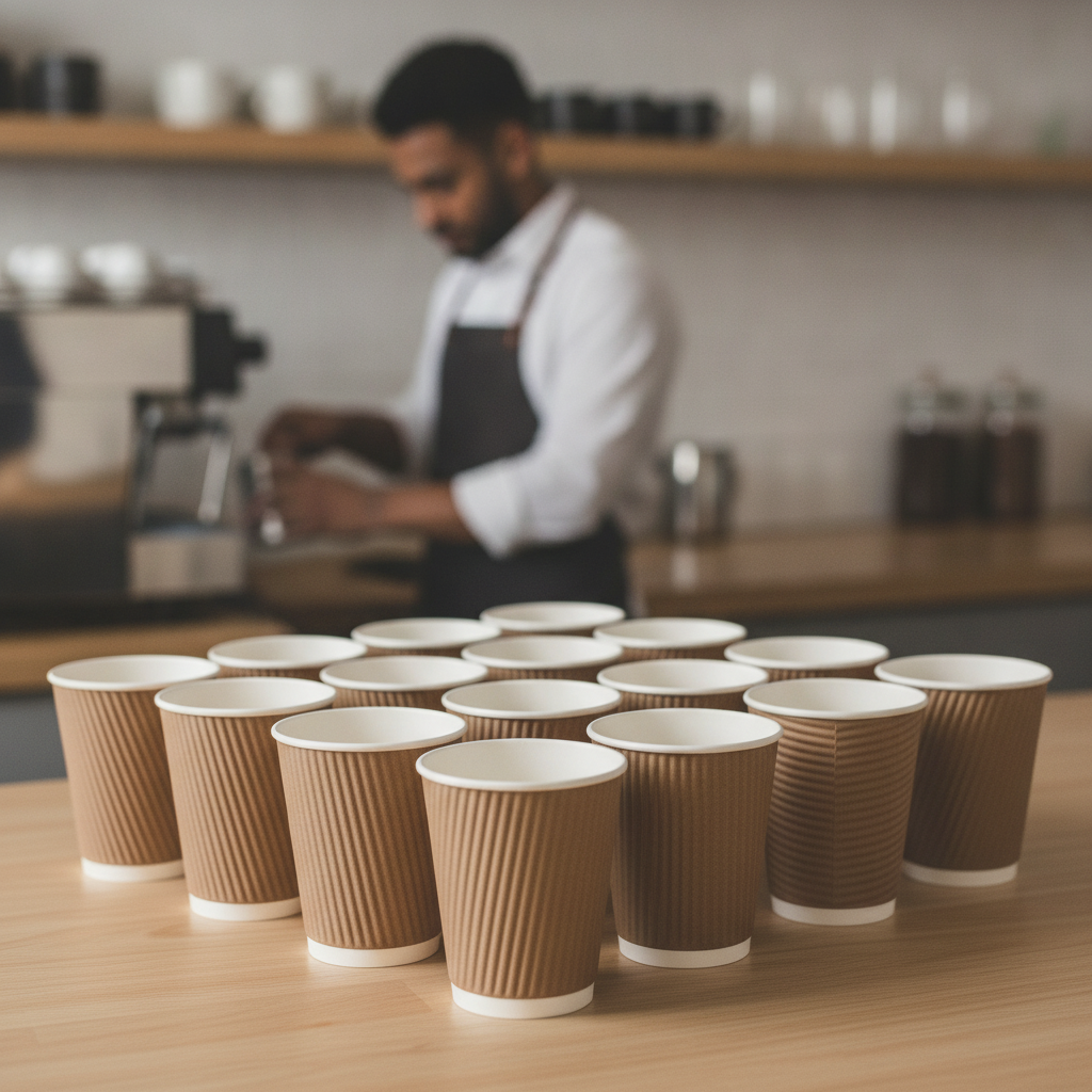 Cardboard Ripple Wall Coffee Cups 227ml for Hot Beverages (Pack of 500)