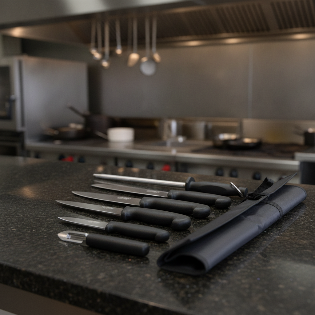 Stainless Steel Knife Set with Nylon Roll Bag for Professional Use