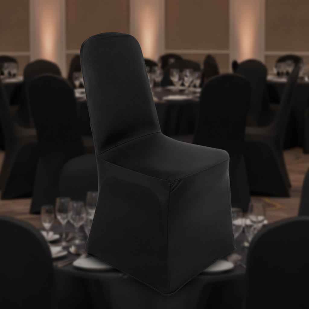 Polyester Black Banquet Chair Cover for Weddings & Events