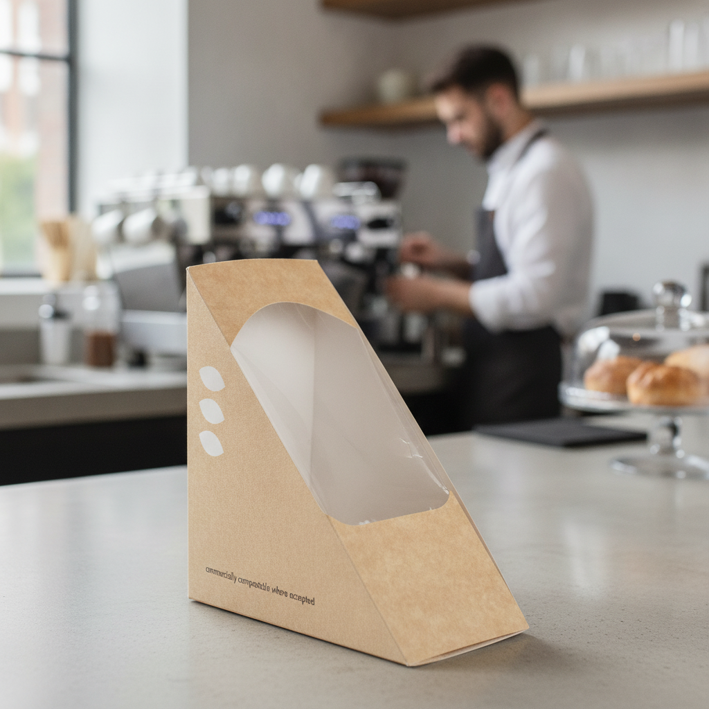 Compostable Kraft Sandwich Wedges 65mm for Cafés & Bakeries (Pack of 500)