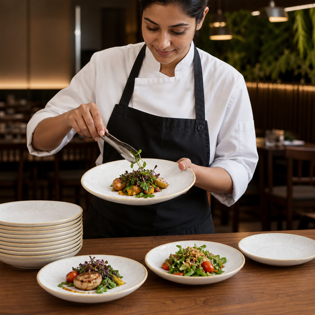 Round Dishes 160mm White Vitrified Ceramic for Casual Dining (Pack of 12)