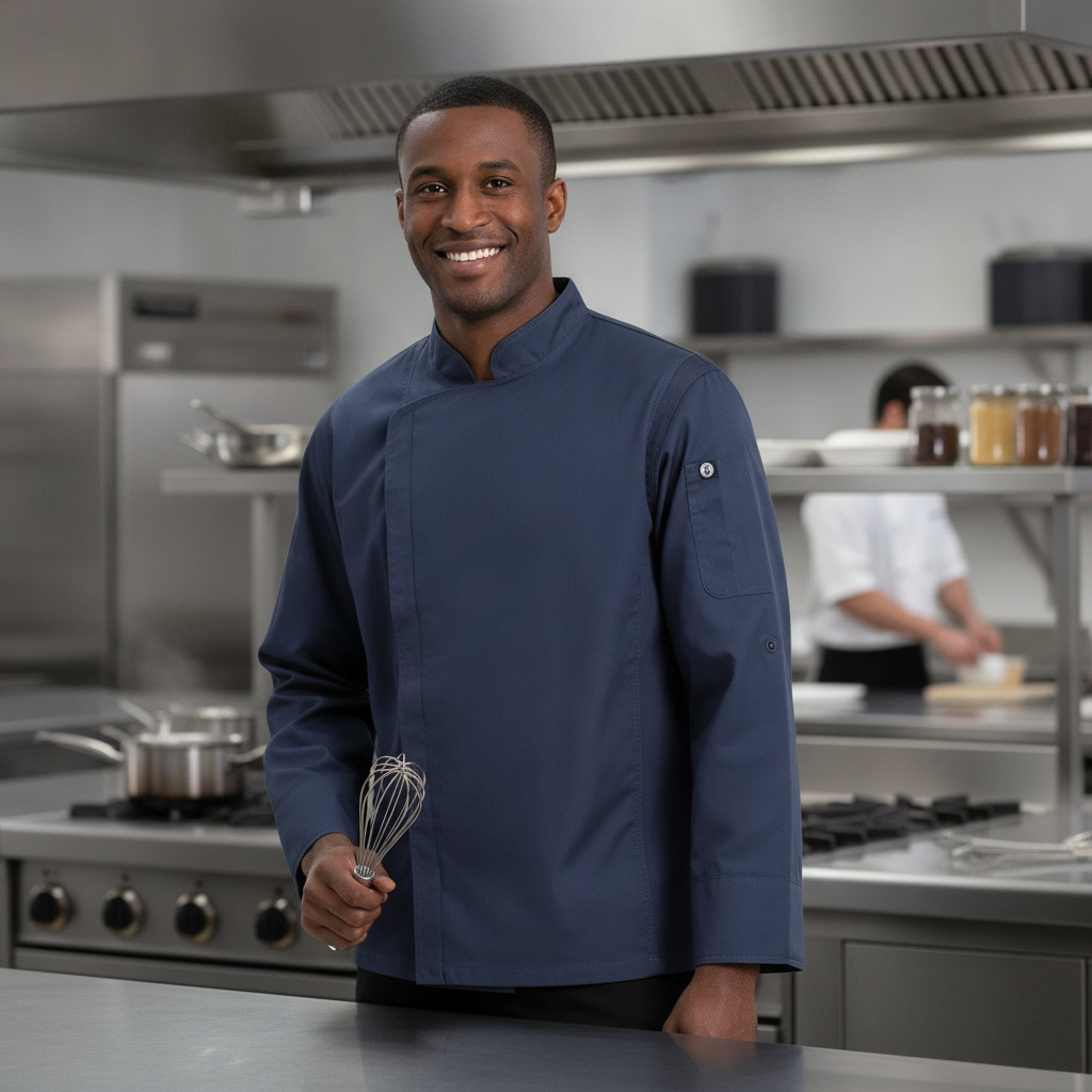 Polycotton Blue Chef Jacket for Busy Kitchens