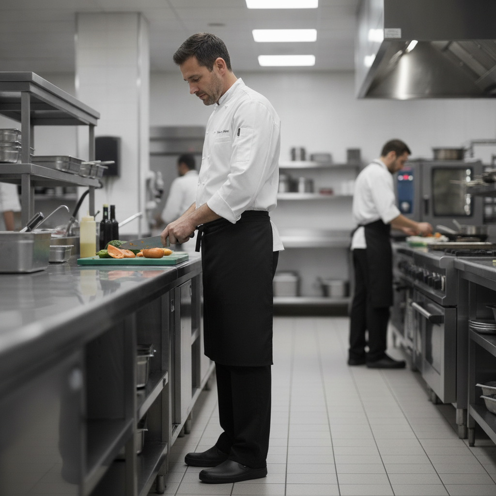Polycotton Slim Fit Utility Chef Trousers Black for Commercial Kitchens